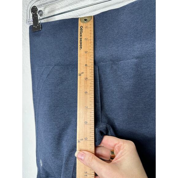 Lululemon In The FLow Slate Blue Gray Side Ruche Crop Yoga Pant 8 - Picture 9 of 12